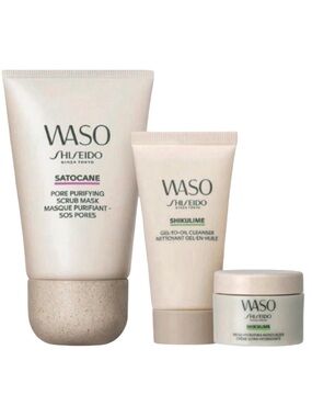 Shiseido Waso Invisible Pore Care Kit - 3 Pc Set - Cleanser, Scrub, Moisturizer